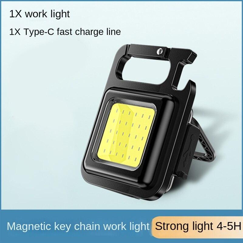 COB Work Light Outdoor Strong Light Torch Mini Multifunctional Emergency Keychain Light USB Rechargeable Tent Camping Light Cob Work Light