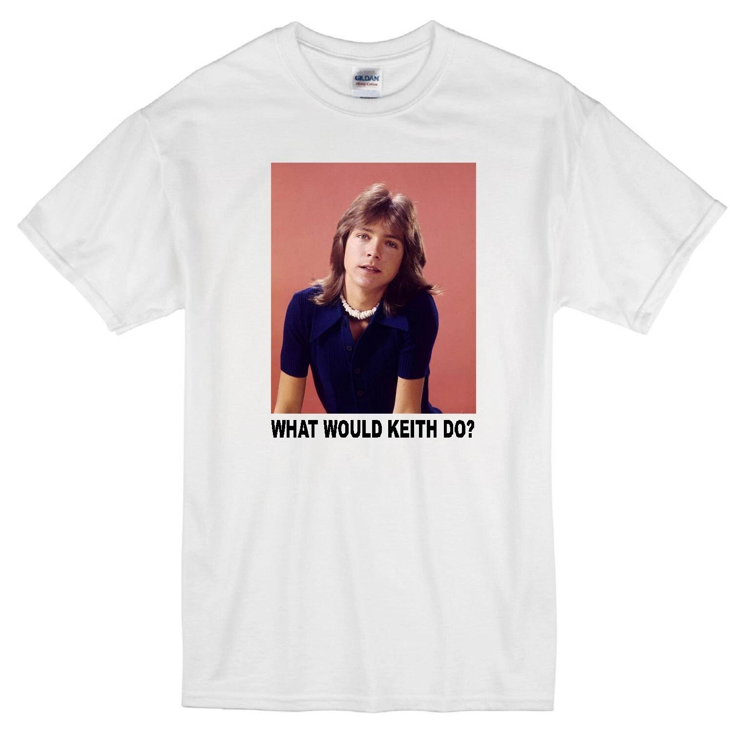 KEITH WWD? PARTRIDGE FAMILY DAVID CASSIDY SINGER MUSIC RETRO TV WHITE T-shirt M