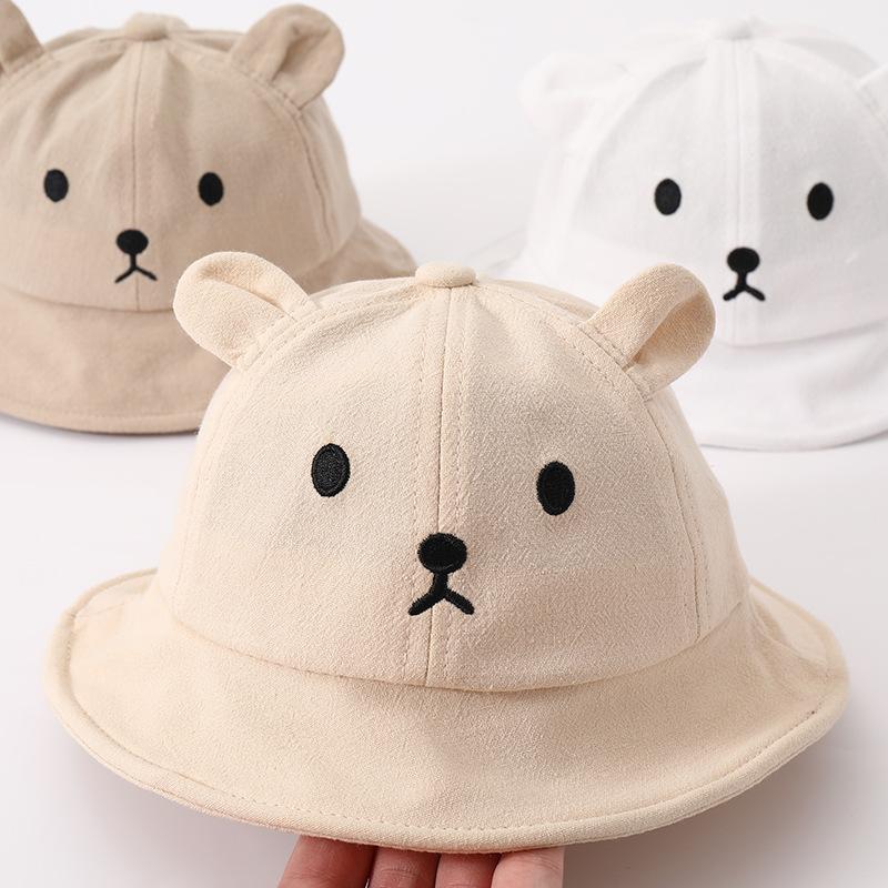 

Newborn Baby Hat Summer Baby Bucket Hat Cute Bear Ear Newborn Panama Cap Solid Color Outdoor Beach Kids Baby Boy Girl Sun Hats Bonnet