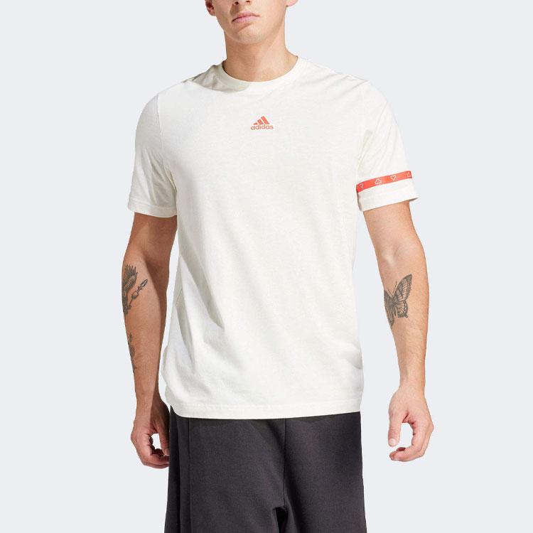 Adidas Brand Love Collegiate Letter Logo Pattern Printed Color Block Crew Neck Short Sleeve T-Shirt Men Tops White IS2870