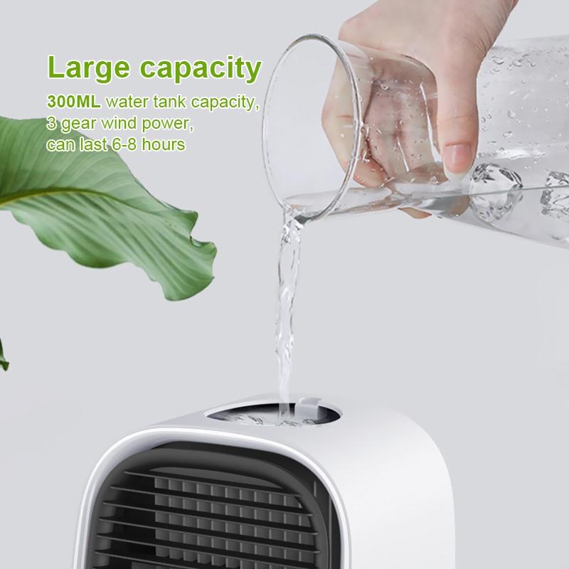 2 Types Air Cooler Fan Mini Desktop Air Conditioner with Night Light Mini USB Water Cooling Fan Humidifier Purifier Multifunction Summer