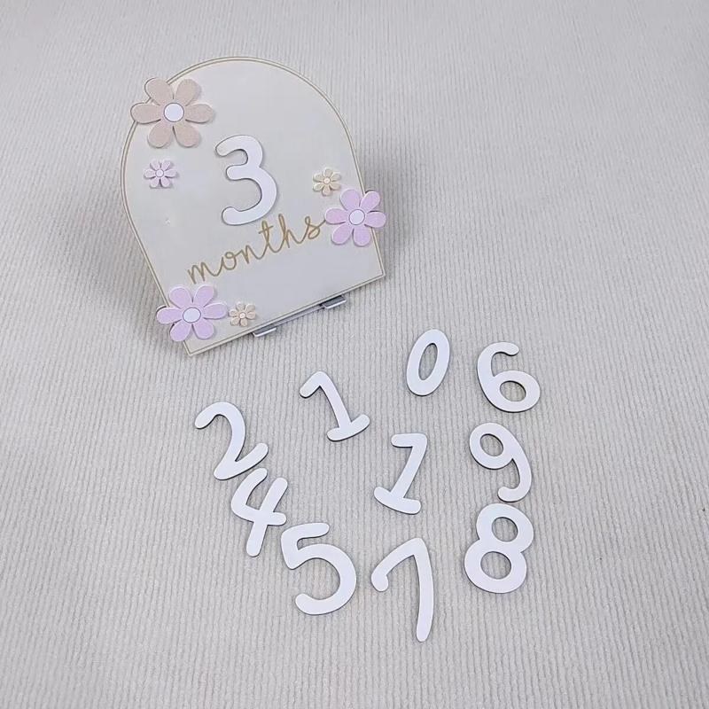 Girls Boys Newborn Photography Props Baby Milestone Photo Props Wooden Baby Monthly Milestone Cards 3D Flowers Double Sides
