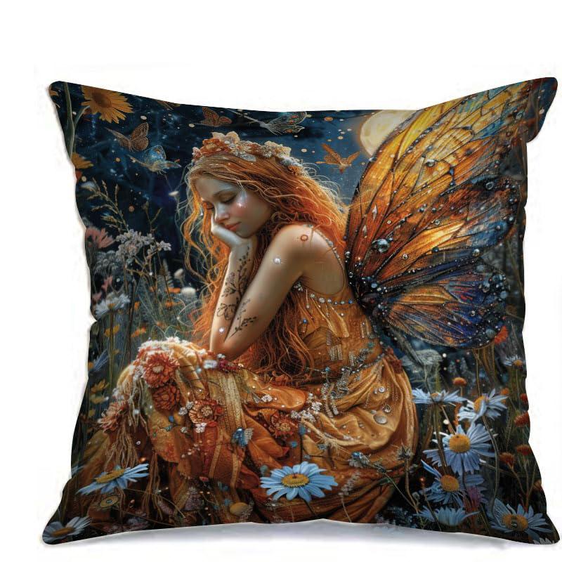 Heimdeko Verzauberte Kissenbezüge mit Feen-Print Muster Kissenbezug Geeignet für Sofa Schlafzimmer Auto Kissenbezug