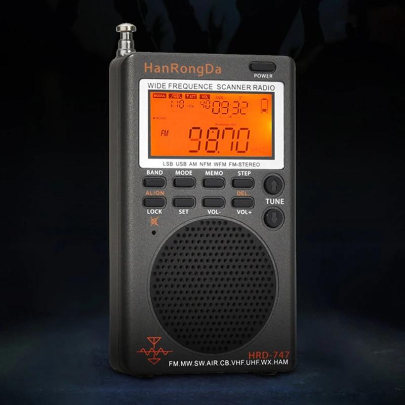 Portable Radio NOAA Alert Full-Band Mini Radio Receiver FM/MW/SW/SSB/LSB/AIR/CB/VHF(UHF)/UBD/WX/HAM