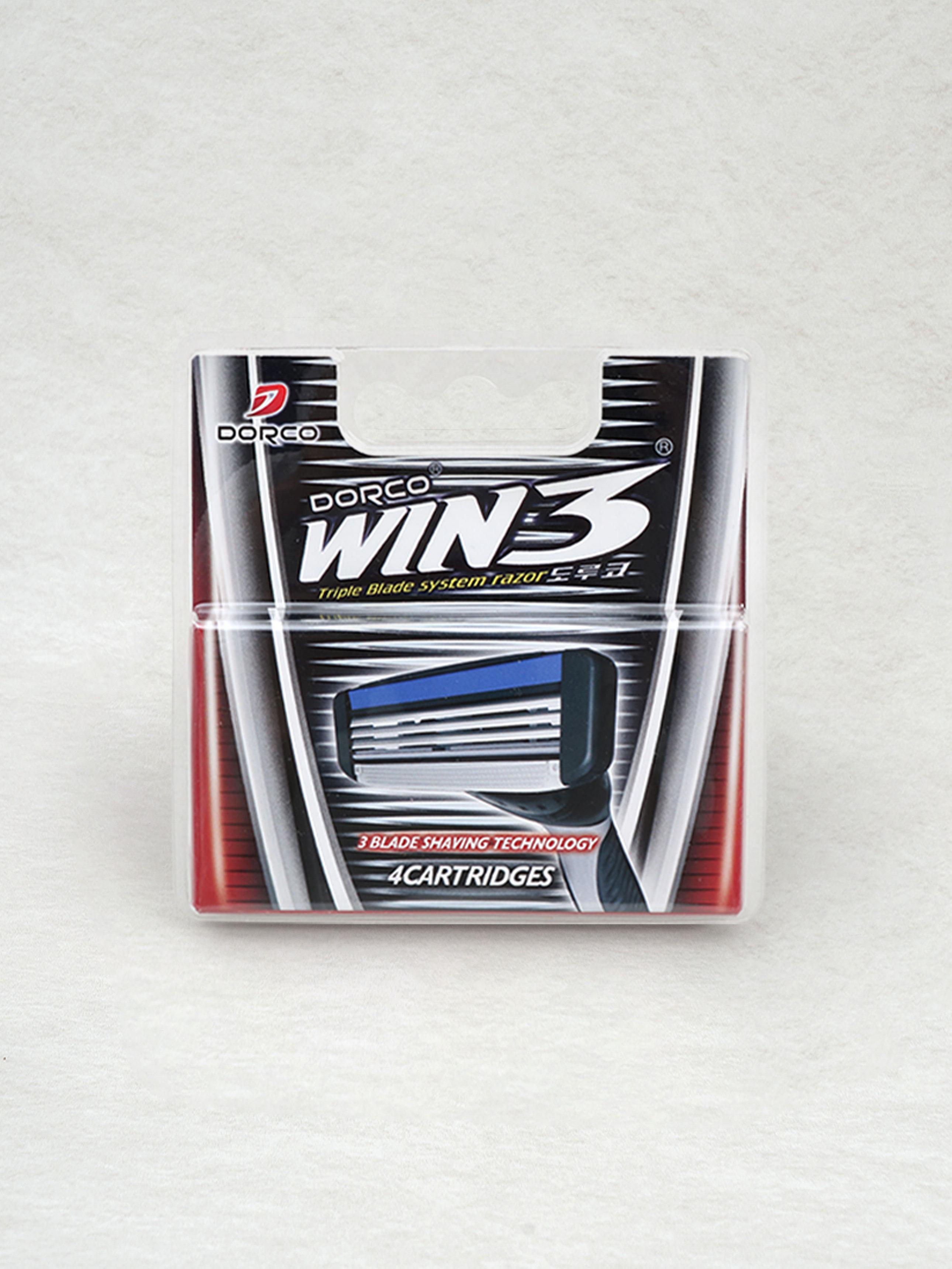 Сменные кассеты для бритвы Dorco WIN3 System с тремя лезвиями - 4 шт. 1ea