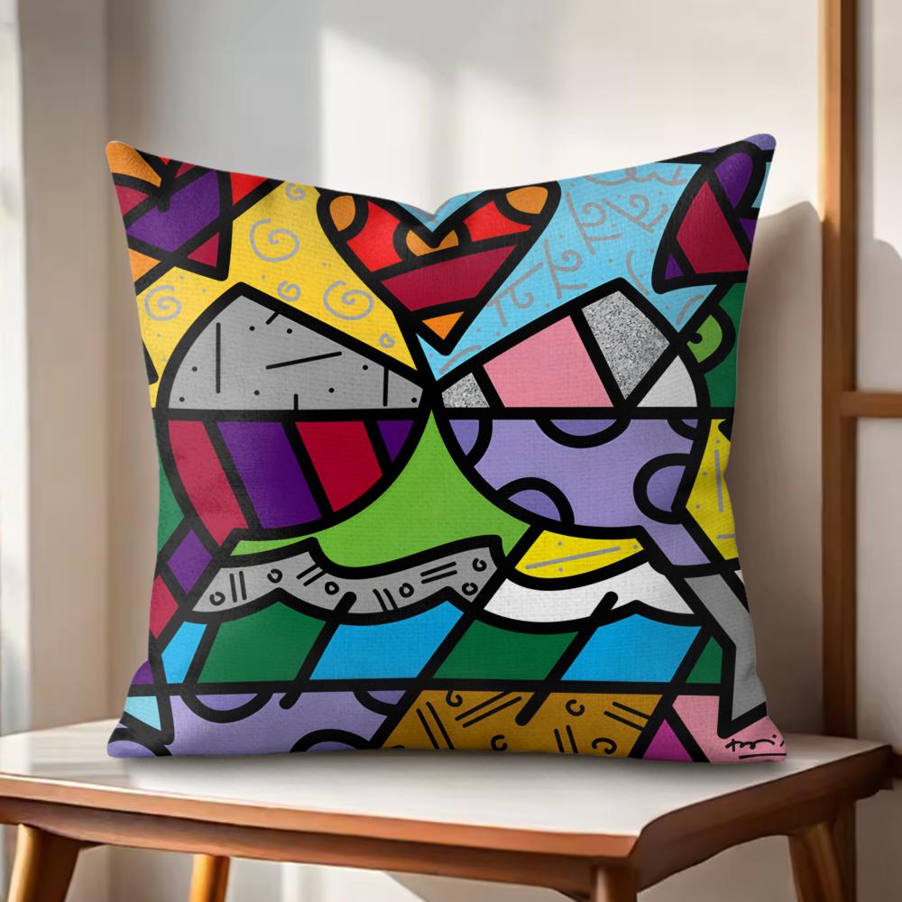BBritto Art Design Cushion Cover Natural Linen Organic Fabric DoubleSided Printing Couch Pillow Covers Home Decor