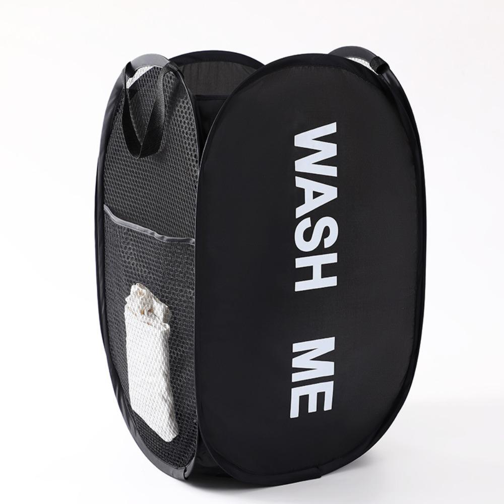 Portable Mesh Pop Up Laundry Hamper Wide Opening Breathable Collapsible Space-Saving Laundry Basket Dorm Travel Bathroom Items