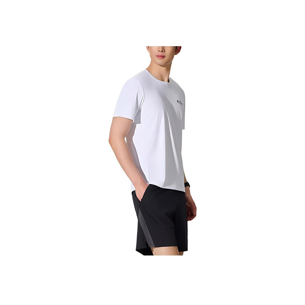 Anta Running Series Sports Casual Simple Solid Color Round Neck Pullover Short Sleeve T-Shirt Men Tops Pure-White 952525110-1
