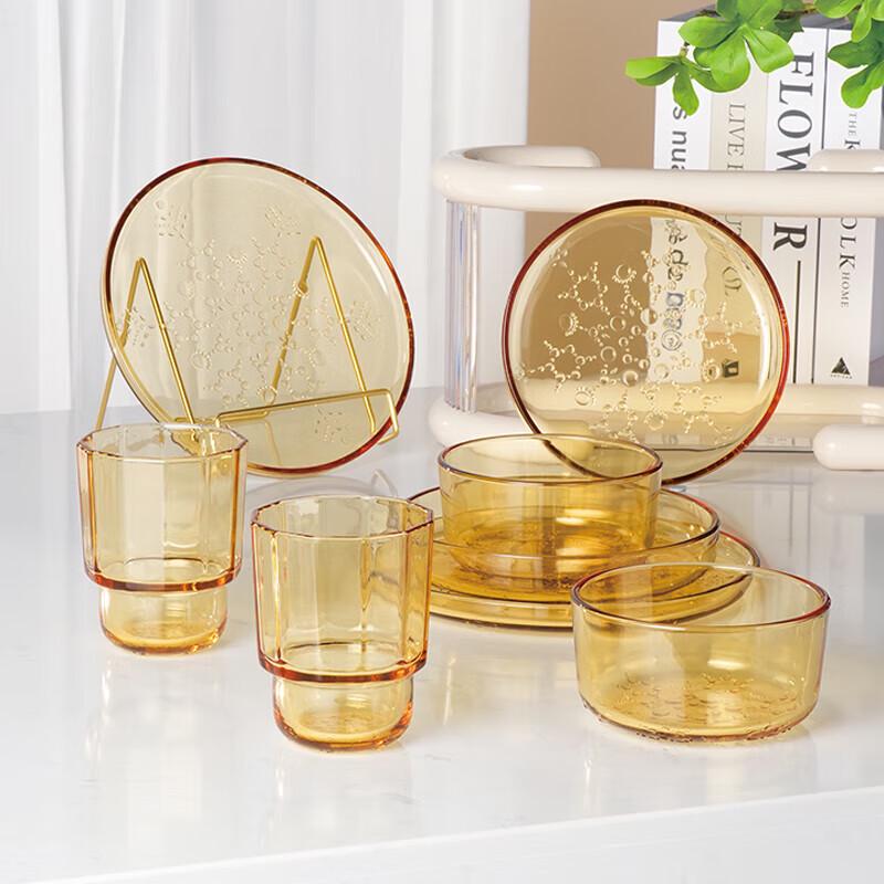 

Guozi Flowing Light Snow Shadow 8-Piece Glass Dinnerware Set