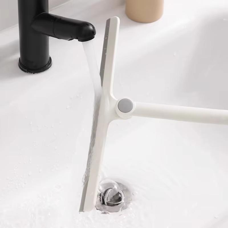 360° Rotatable Shower Squeegee Glass Wiper Scraper Squeegee Cleaner With Silicone Holder Bathroom Mirror Scraper Cleaning