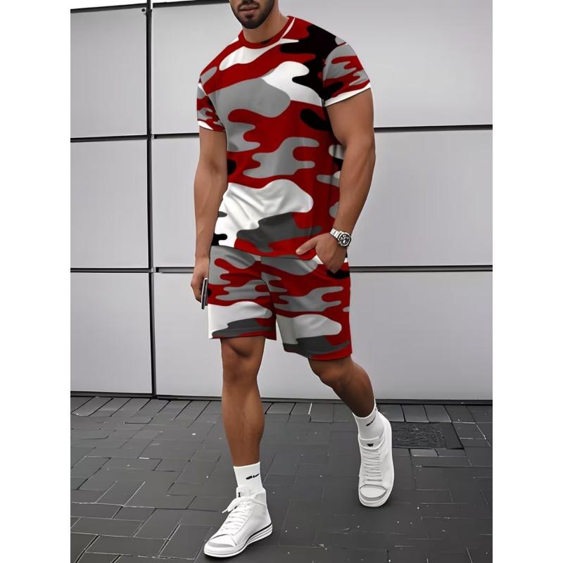 3D Summer Men s Short Sleeve Suit Fashion Street Short Sleeve Shorts S