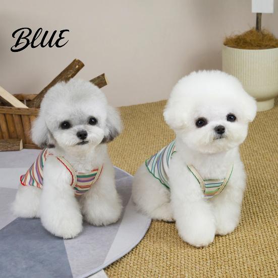 Lightweight Dog Clothes Colorful Striped Pet T-Shirt Sleeveless Thin Straps Breathable Skin-Friendly Tank