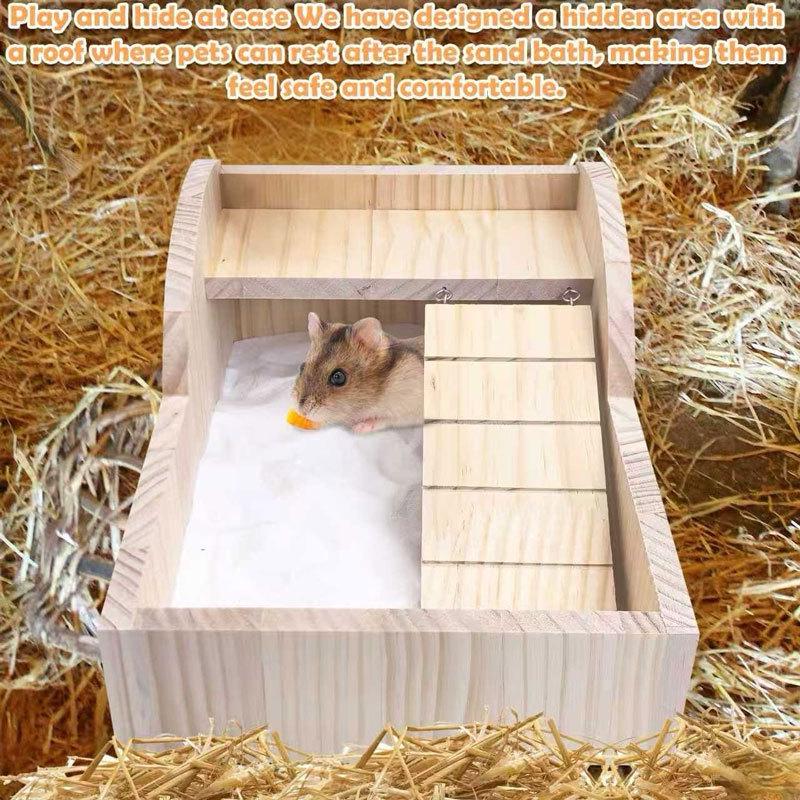 Drewniane Pudełko do Gryzienia, Wspinaczki i Kąpieli Piaskowych dla Chomika - Uniwersalne Akcesoria do Życia na Wszystkie Pory Roku