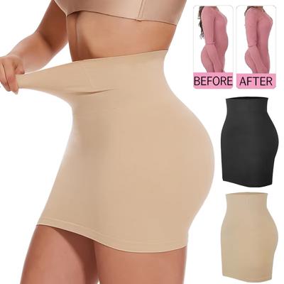 Womens Half Slip Shapewear for Under Dresses Built In Panties High Waist Tummy Control Skirt Sexy Butt Lifter Body Shaper Skirts