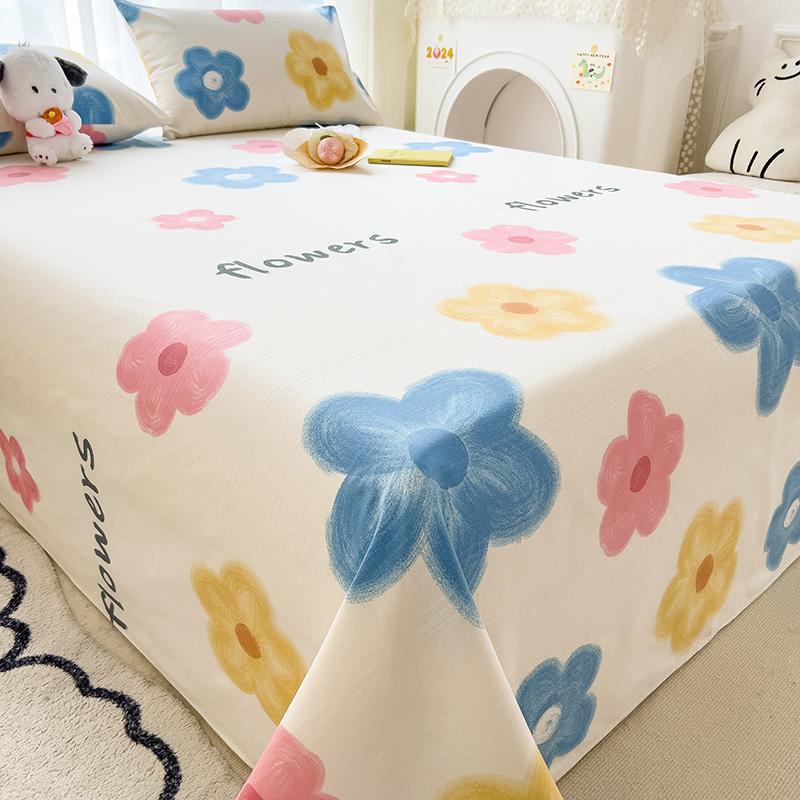 Painted Flowers 100% Cotton Bed Sheet Set Thickened Bedspread with Pillowcases Skin-friendly Breathable High Quality Bedding Set