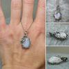 Women Necklace High Quality Vintage Silver Color Moonstones Lady Pendant for Prom