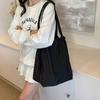Solid Color Shopping Bag Washable Canvas Handbag Casual Drawstring Tote Bag  Ladies