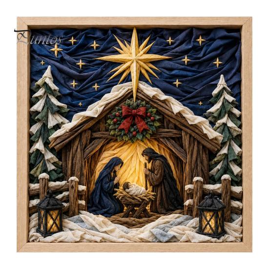 Fabric Poke Art Kit 3D Christian for Adults, Faith Inspired Religious Birthday Gift Ideas Craft Kit, DIY Christmas Wall Handmade Holiday Decor
