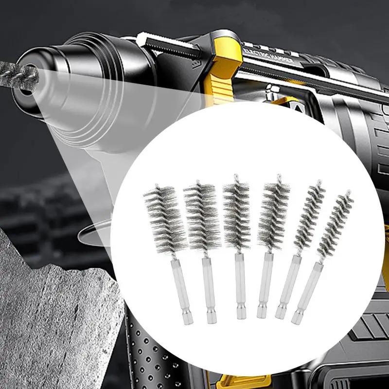 Stainless Steel Bore Brush Metal Bore Brush Kit Cleaning Brushes Tool For Automotive Interiors Pipes Drill Impact Tool Cleaning