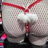 Women's Sexy Red Christmas Thong with Pom-Pom