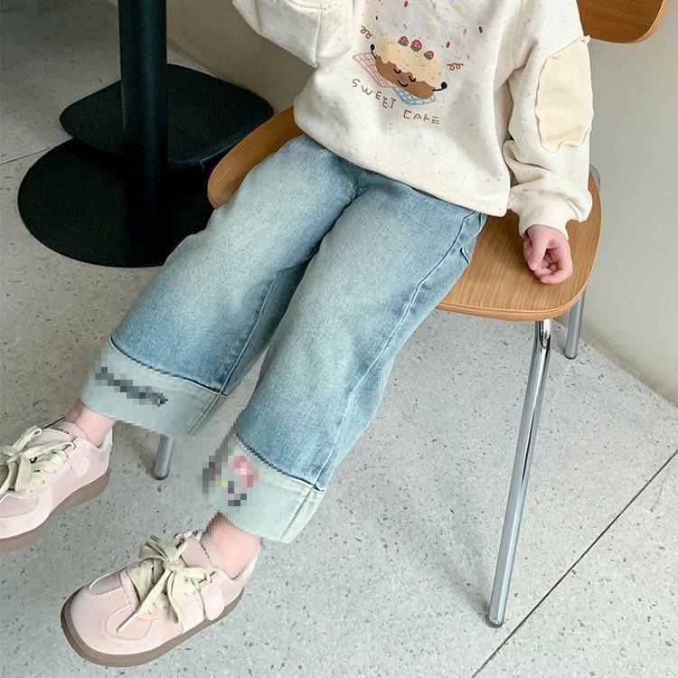 2025 Girls' Korean-Style Cat Denim Jeans - Fashionable Spring & Autumn Wear