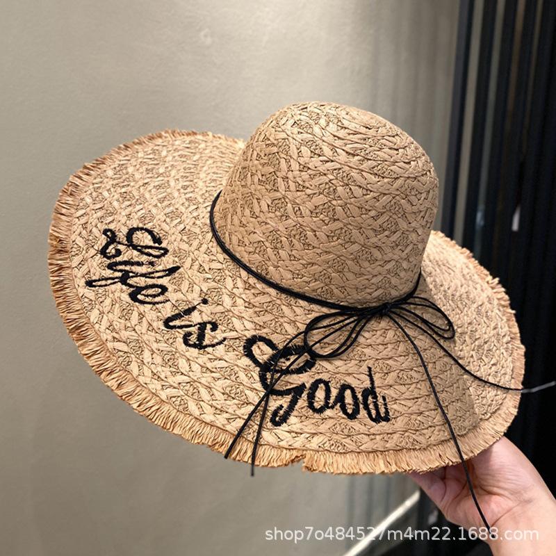 French Small Daisy Large Brim Breathable Straw Hat Women's Summer Seaside Vacation Woven Hat Raffia Sun Hat Tide