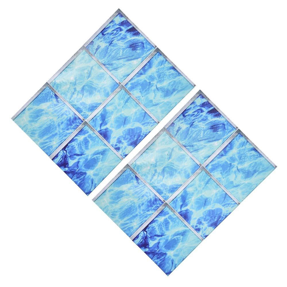 12pcs Blue 3D Bathtub Sticker Self Adhesive PVC Tile Decal Waterproof Antislip Sticker Bath Use