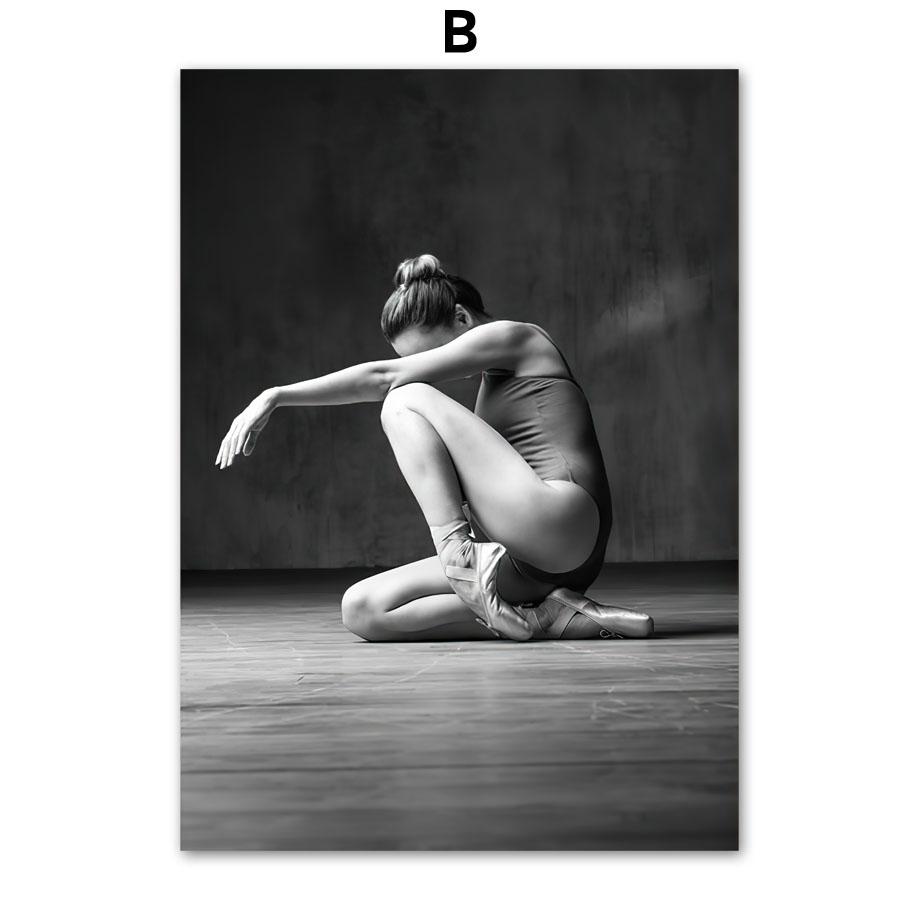 Ballet Girl Dance Fog Window Wall Art Canvas Painting Vintage Black White Posters Prints Pictures For Living Room Home Decor