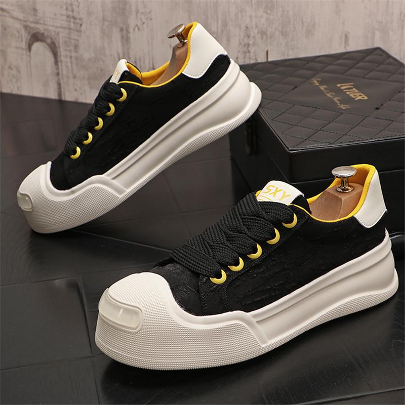 

Кроссовки в британском стиле, тканевые туфли для мужчин, парусиновые туфли на платформе, мужские, новые уличные кроссовки из вулканизированной ткани, черные, белые 38 чёрный