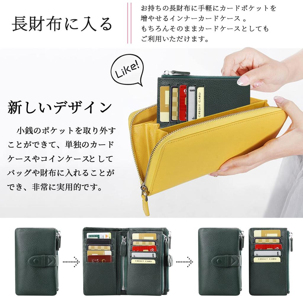 Bifold Genuine Short Wallet with Coin 18 Card Bill Large Double Button and Double Zipper Perfect for or As a Gift [F.ZH] Women's Wallet, Leather,