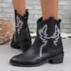 Large size women's boots autumn new pointed square heel short tube sewing line retro short boots women