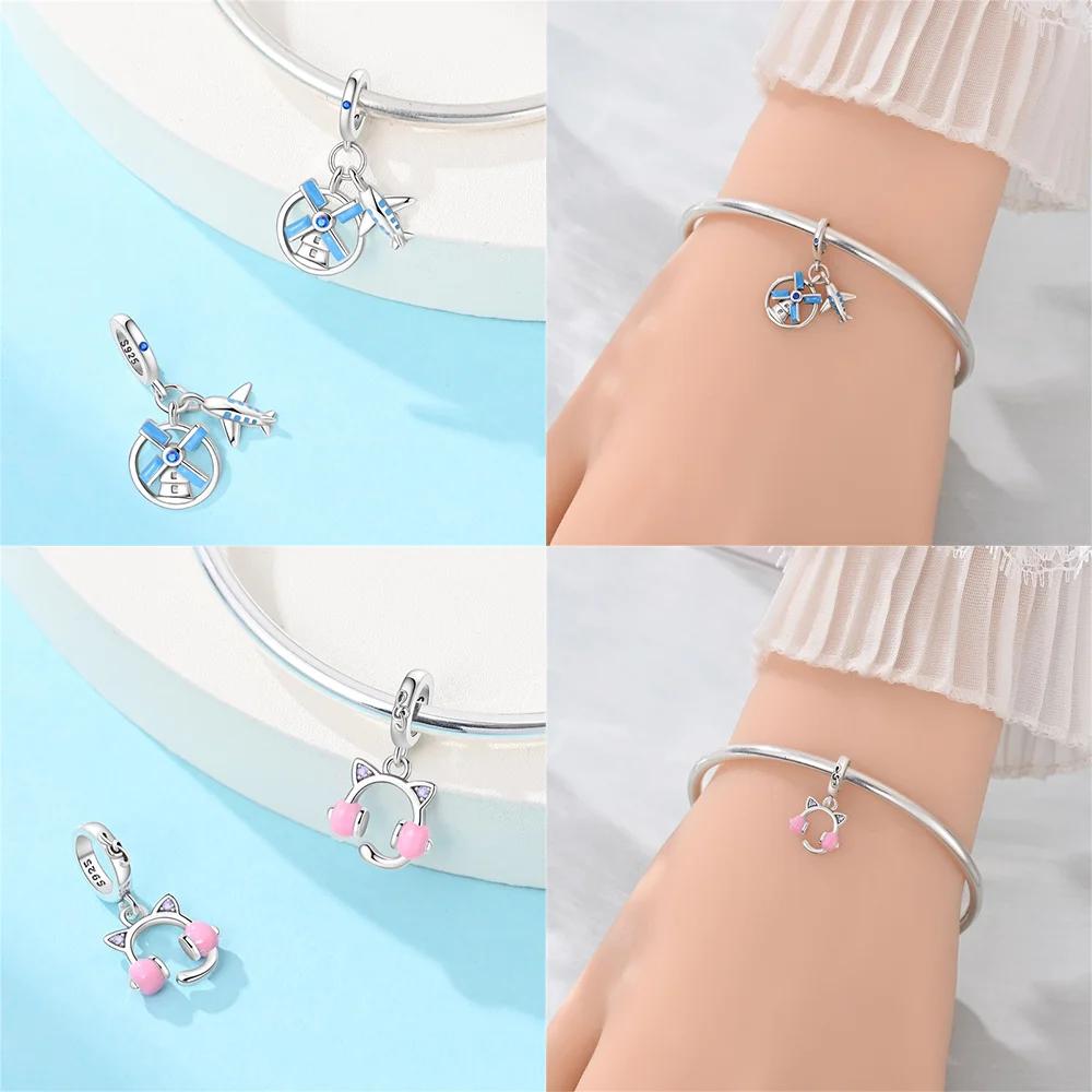 Charm Bead Components Plata Originales Earth Ship Airplane Bead Components Designed For Charm Bead Components Copper Metal Bracelet High Quality Fine