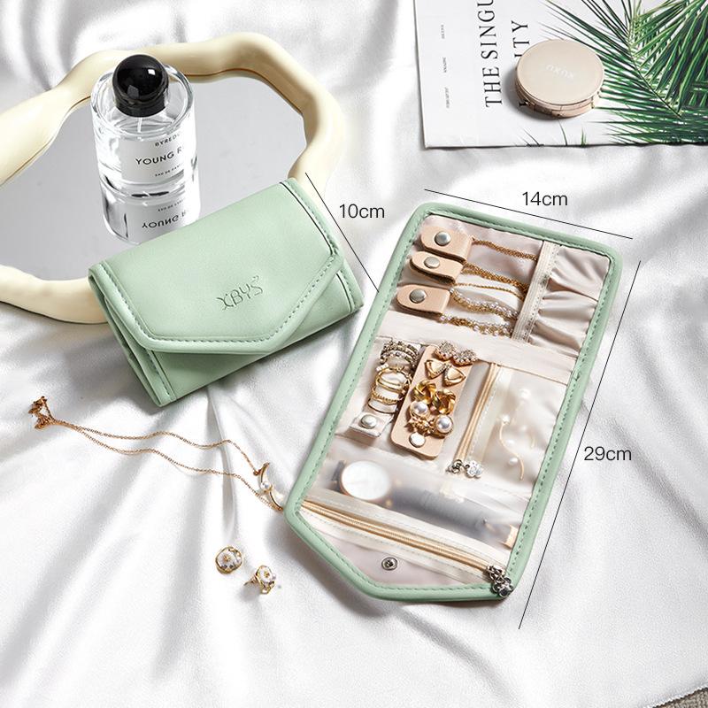 Popular Foldable Jewelry Case Roll Travel Organizer Portable for Journey Earrings Rings Diamond Necklaces Brooches Storage Bag