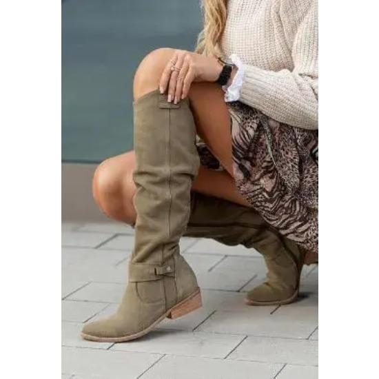 Women New Side Zipper Low Heel Boots Fashion Suede Comfortable Shoe Casual High Top Trendy Boot Light Versatile Ladies Shoes