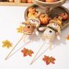 2Pcs Handmade Straw Scarecrow Stick Puppets Thanksgiving Theme Tabletop Display Statue Garden Straw Dolls Accessories