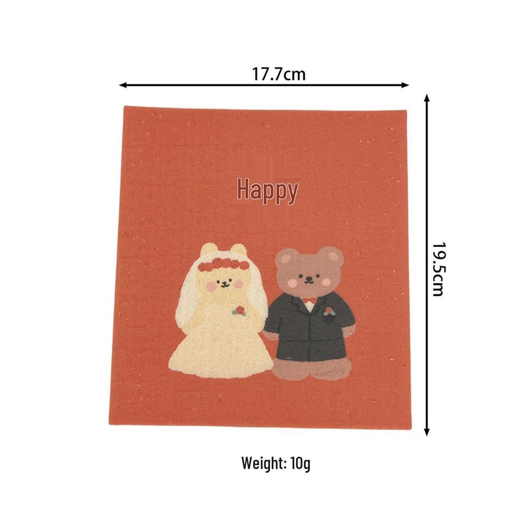 Chu Lele Festive Cartoon Eco-friendly Wood Pulp Cotton Dishcloth & Scouring Pad