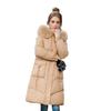 Women's Padded Jacket Female Big Fur Collar Warm Jacket Winter Women's Hooded Pure Color 2 Pocket Cotton Jacket Women's Clothing