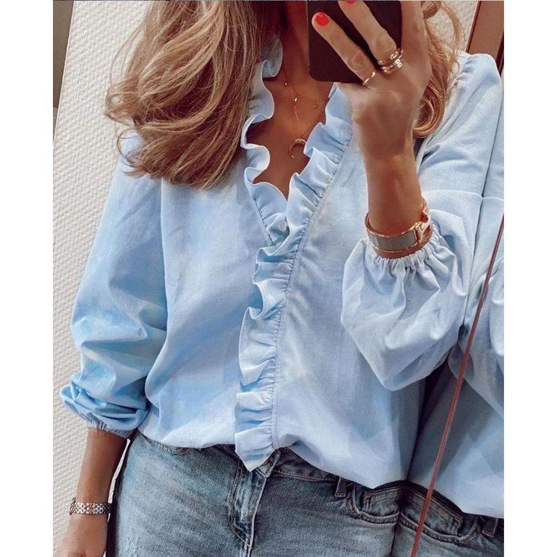 

Wish EBay Европейский и американский стиль пуловер с длинным рукавом Sky Blue 5XL