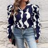 Women's Striped Shirt V-neck Long Sleeved Slim Fit Top for Ladies