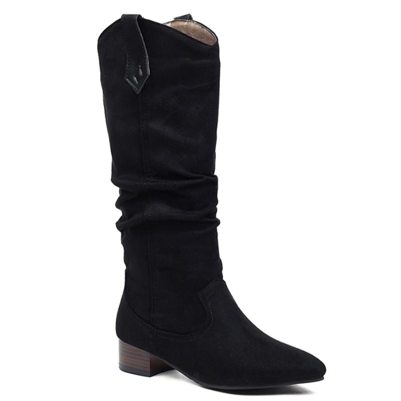 Autumn Winter Knee High Boots Women Black Brown Suede Women's High Boot Casual Low Heels Fashion Long Party Shoes Lady Big Size