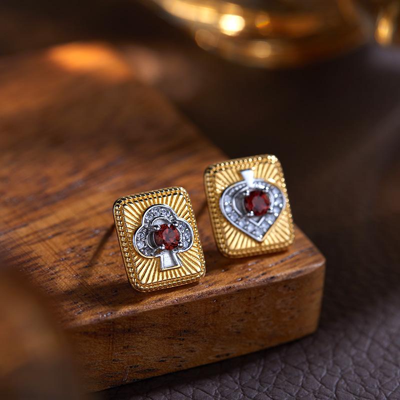 

Niche High-End Sense S925 Sterling Silver Natural Gemstone Colored Treasure Stud Earrings, Japanese And Korean Color Separation Does Not Fade Jewelry