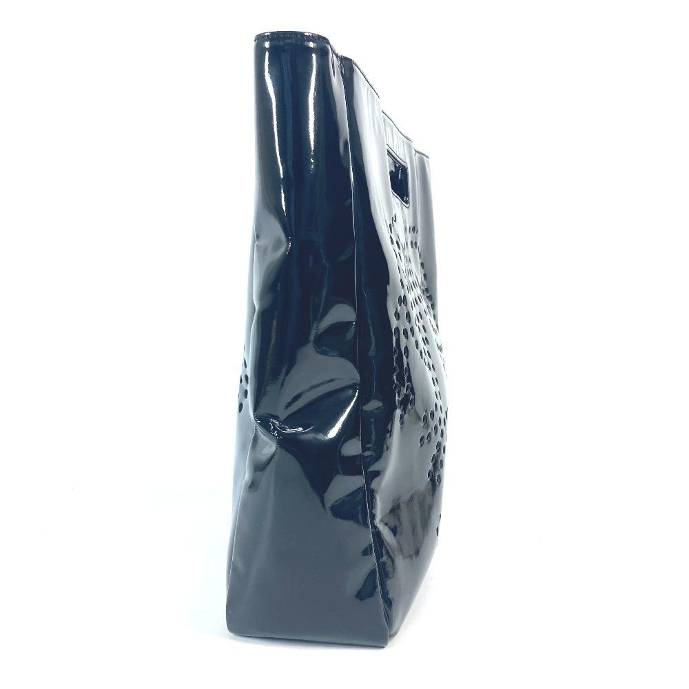 Chanel Punching Logo Triple Coco CC CC Mark Big Bag Hand Bag Enamel Black