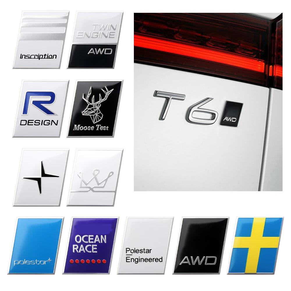 3D Aluminium Styling Auto Karosserie Seitenkotflügel Kofferraum Dekorationsaufkleber für Volvo R Design T6 AWD C30 C40 C50 C70 S40 S60 S70 S80 S90