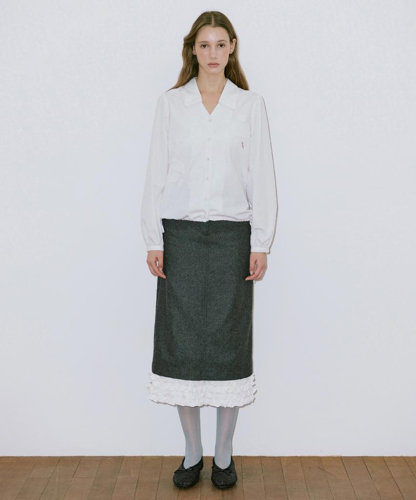 Sinun Frill Long Skirt (Charcoal)