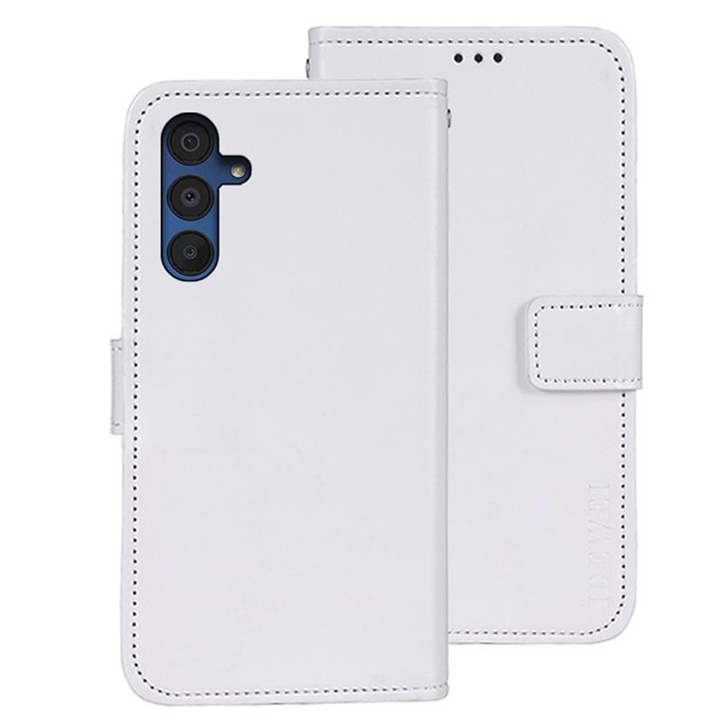 

IDEWEI For Samsung Galaxy A15 5G Case Crazy Horse Texture Leather Wallet Cover White