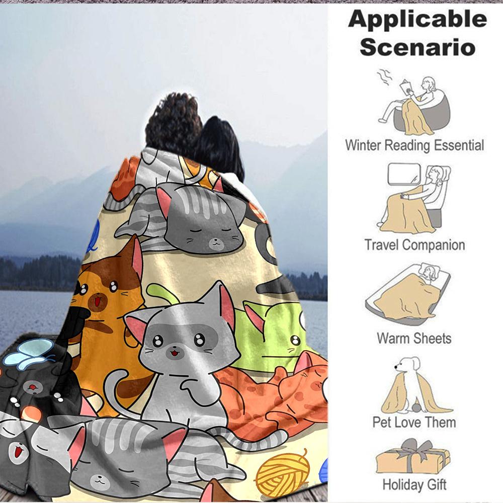1pc Kawaii Animals Blanket Warm, Cozy, And Soft, Suitable for Sofas, Beds, Cars, And Office Use.Perfect for Camping And Travel, Making It a Great Gift
