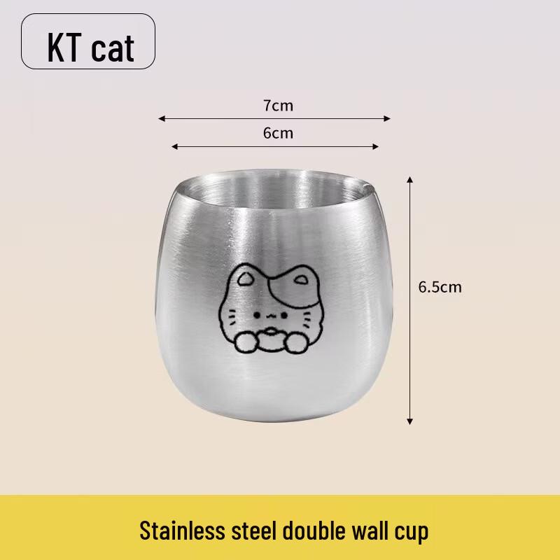 Cartoon Cat 304 Stainless Steel Double-Layer Kids Cup