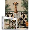 Tucocoo Cute Giraffe On Toilet Jigsaw Puzzles for Adults 1000 Piece, Funny Animal Nordic Bath Art DIY Crafts Puzzles for Home Decoration Gifts,