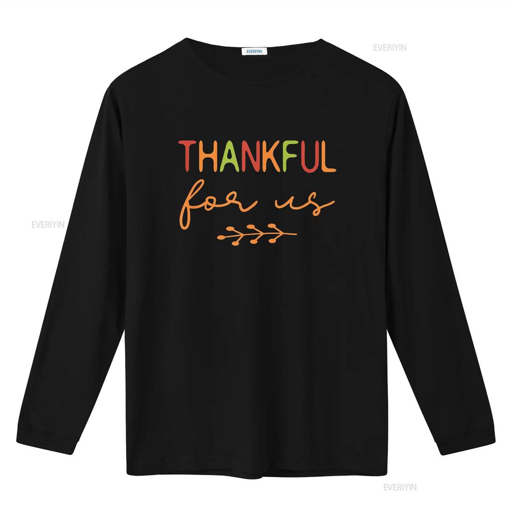 Thankful For Us Thanksgiving Matching Family Couples T Shirt Black vintage Washed Versatile Breathable Casual Unisex