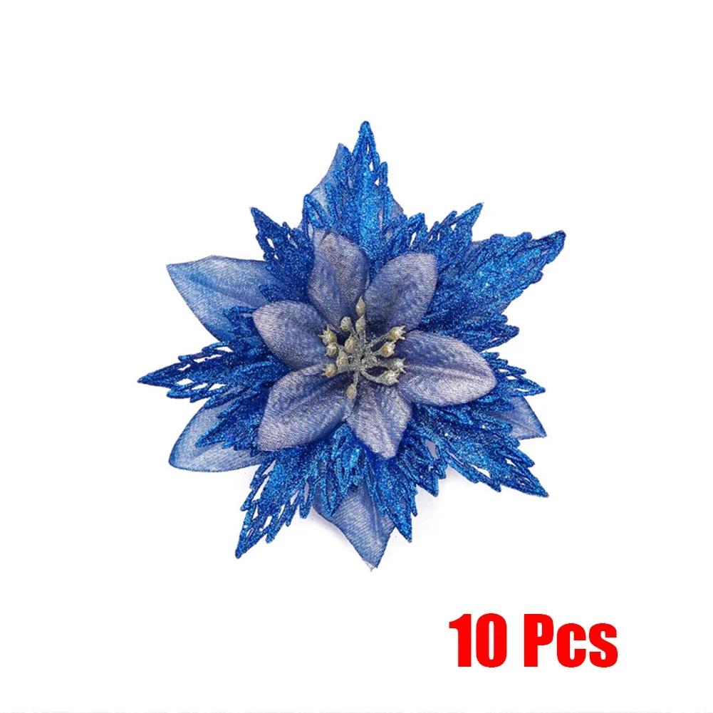 10pcs Christmas Flower Artificial Dlower Wreath Christmas Tree Decoration Party
